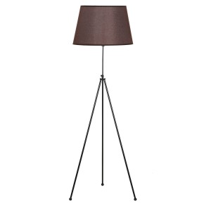 Noa Siyah Kaplama Tripod Boyu Ayarlanabilir Metal Lambader - Hasır Koyu Kahve