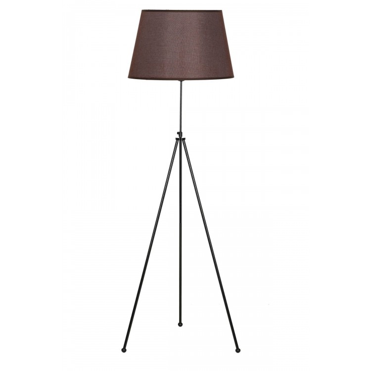 Noa Siyah Kaplama Tripod Boyu Ayarlanabilir Metal Lambader - Hasır Koyu Kahve