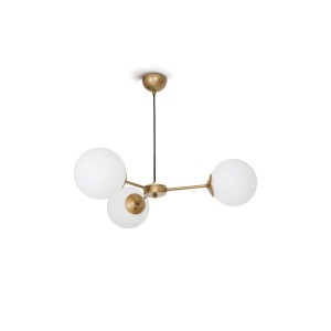 Rima 3lü Eskitme Mat Gold Beyaz Camlı Modern Genç Odası Yemek Masası Üstü Salon Avize