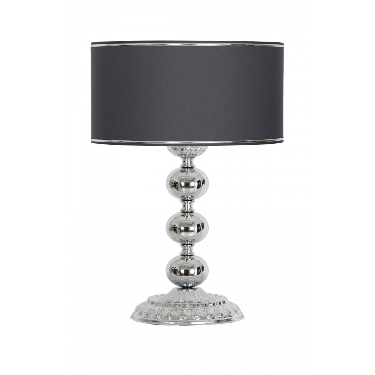 Krom Kaplama Trois Üçlü Küre Desenli Metal Abajur  Krom Şeritli Antrasit