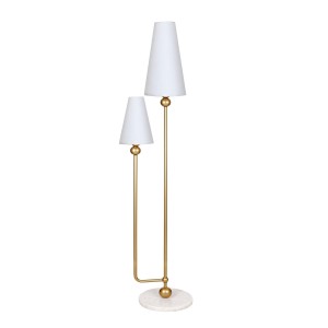 Bologna Statik Eskitme Mat Gold Metal Lambader - Beyaz