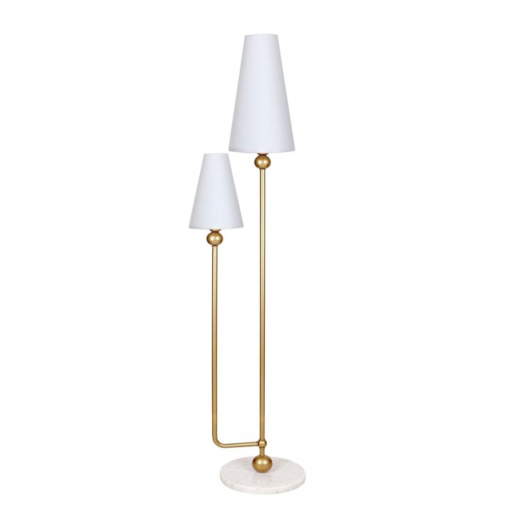 Bologna Statik Eskitme Mat Gold Metal Lambader - Beyaz