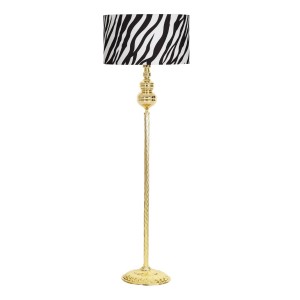 Munch Gold Kaplama Metal Burgulu Tek Ayaklı Lambader Zebra Desenli