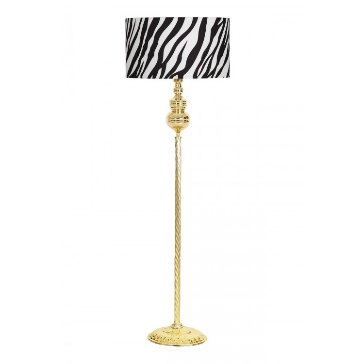 Munch Gold Kaplama Metal Burgulu Tek Ayaklı Lambader Zebra Desenli