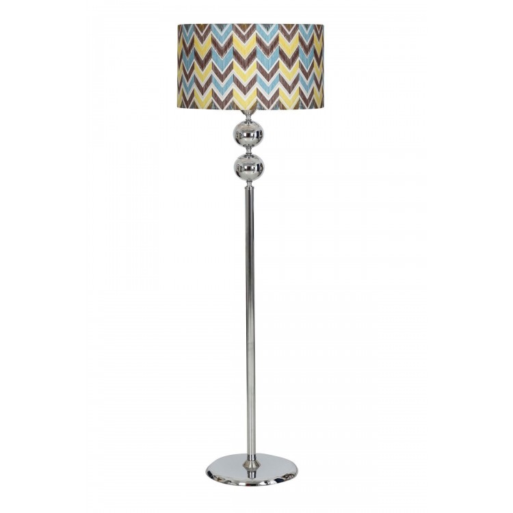 Krom Kaplama Çift Küre Metal Tek Ayaklı Lambader Çvş Desenli