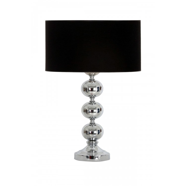 Krom Kaplama Üçlü Küre Metal Abajur  Siyah