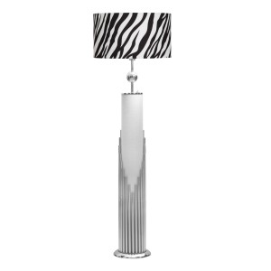 Doha Krom Kaplama Gövde Işıklı Özel Tasarım Metal Lambader - Zebra Desenli