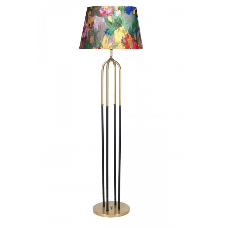 Houston Eskitme  Mat Gold Detaylı Metal Lambader - Violet