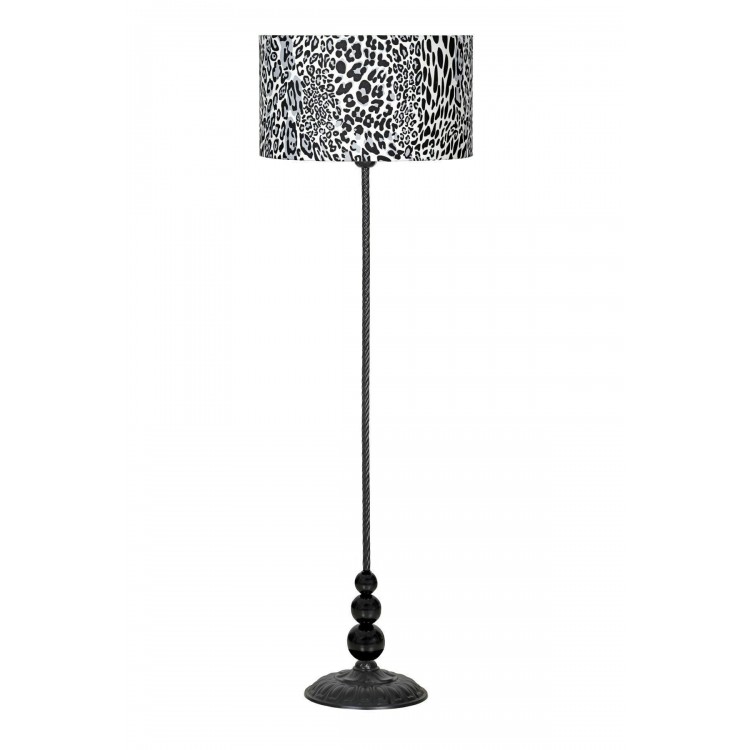 Lima Siyah Kaplama Three Küre Metal Burgulu Lambader - Leopar Desenli