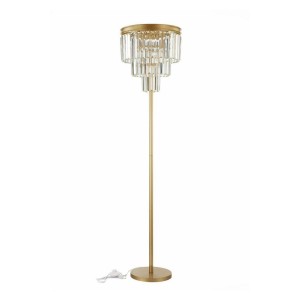 LMD-RU001 Eskitme Mat Gold Tek Ayaklı Kristal Taşlı Metal Lambader