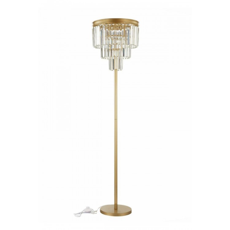 LMD-RU001 Eskitme Mat Gold Tek Ayaklı Kristal Taşlı Metal Lambader