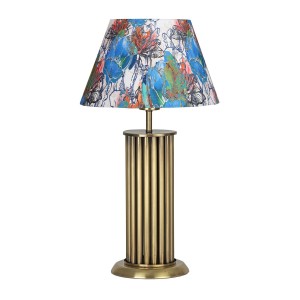 Odeon Eskitme Kaplama Retro Özel Tasarım Metal Çubuk Abajur - Flowers Desenli