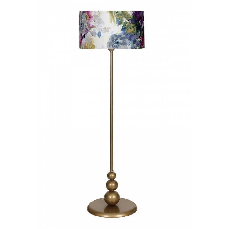 Lima Eskitme Kaplama Düz Metal Ayaklı Lambader - Gül Desenli