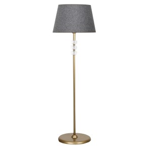 Lille Eskitme Üçlü Kare Kristal Detaylı Metal Lambader - Hasır Gri