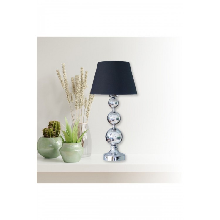 Krom Kaplama Üçlü Küre Abajur - Siyah