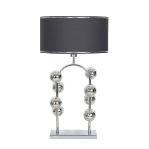 Krom Şeritli Antrasit Kaplama Metal Abajur