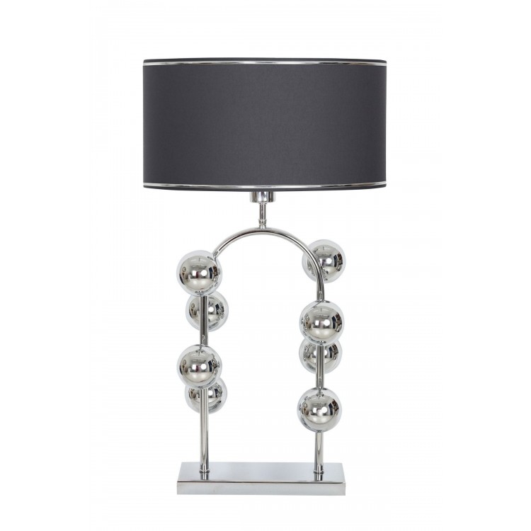 Krom Şeritli Antrasit Kaplama Metal Abajur