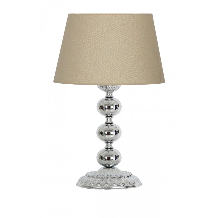 Krom Kaplama Trois Üçlü Küre Desenli Metal Abajur  Bej