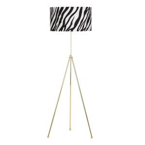 Noa Gold Kaplama Tripod Boyu Ayarlanabilir Metal Lambader - Zebra Desenli