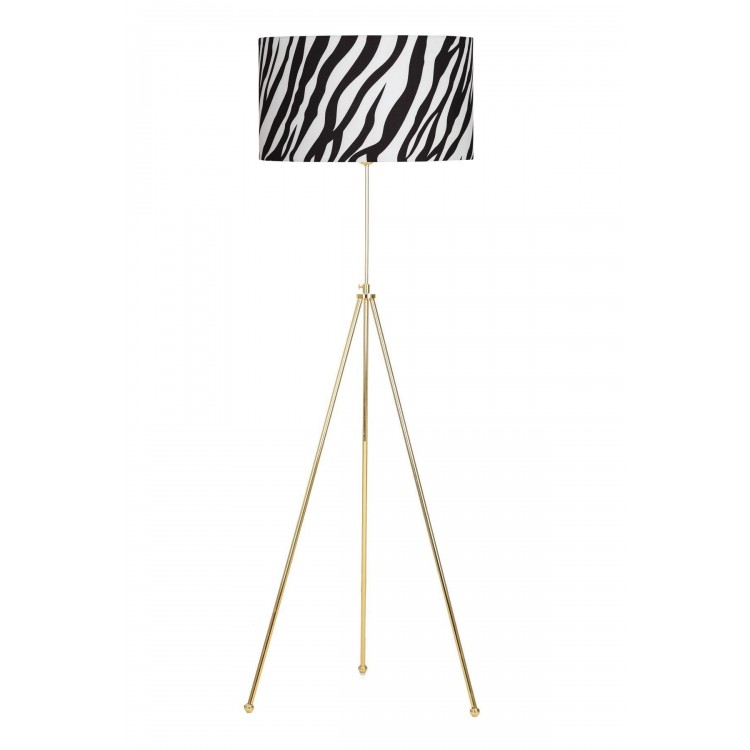 Noa Gold Kaplama Tripod Boyu Ayarlanabilir Metal Lambader - Zebra Desenli
