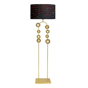 Cabil Gold Kaplama Metal Lambader - Kimya Desenli
