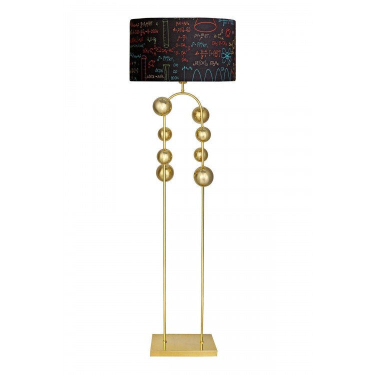 Cabil Gold Kaplama Metal Lambader - Kimya Desenli