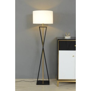 LMD-FR02 Statik Siyah, Gold Detaylı Metal Lambader