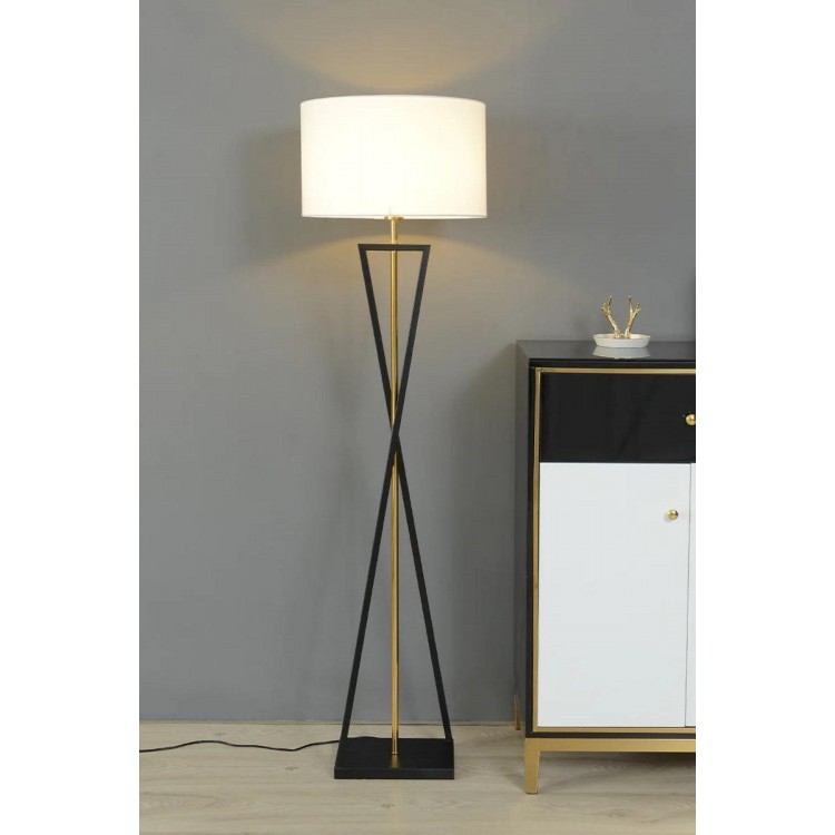 LMD-FR02 Statik Siyah, Gold Detaylı Metal Lambader