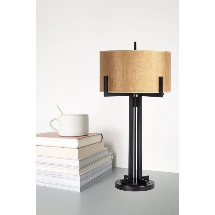 Magnus Statik Siyah Metal Abajur, Masa Lambası - Mataro Vizon