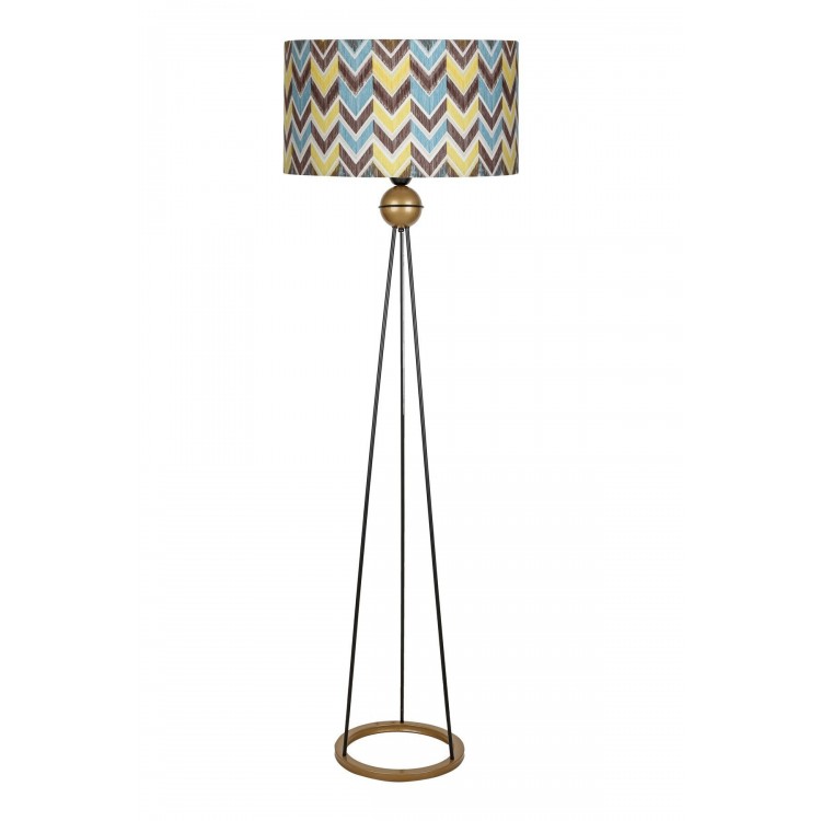 Lyon Siyah Kaplama Eskitme Küre Detaylı Metal Lambader - Çvş Desenli