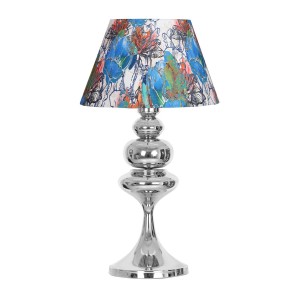 Balance Krom Kaplama Özel Tasarım Metal Abajur - Flowers Desenli