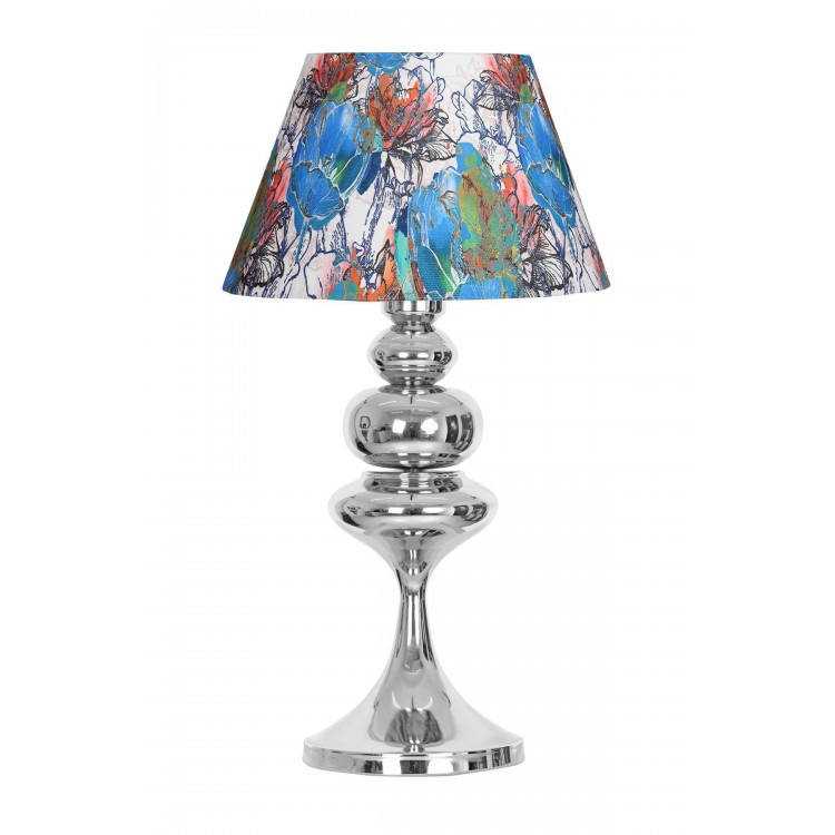 Balance Krom Kaplama Özel Tasarım Metal Abajur - Flowers Desenli