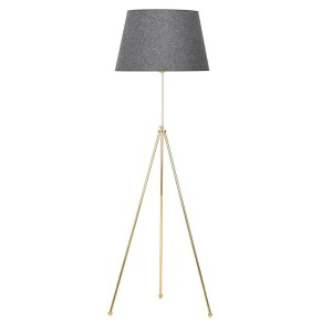 Noa Gold Kaplama Tripod Boyu Ayarlanabilir Metal Lambader - Hasır Gri