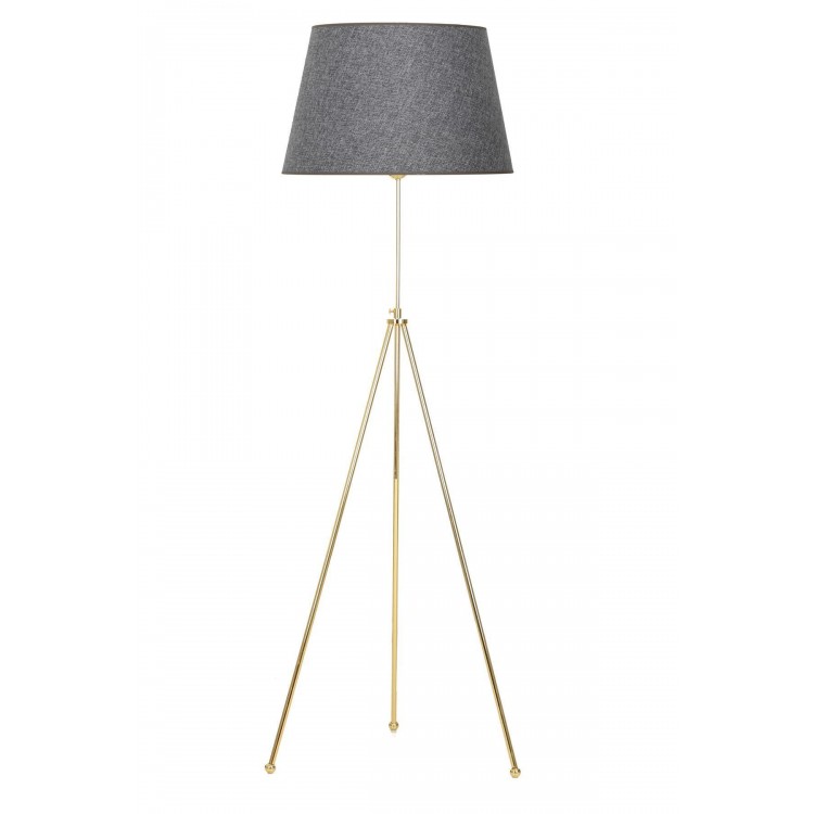 Noa Gold Kaplama Tripod Boyu Ayarlanabilir Metal Lambader - Hasır Gri