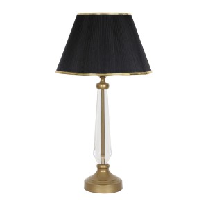 Gard Statik Eskitme Dikey Kristal Abajur - Gold Şeritli Organze Siyah Gard Statik Eskitme Dikey Kristal Abajur - Gold Şeritli Organze Siyah