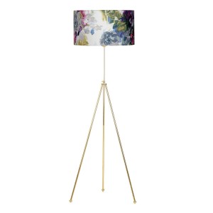 Noa Gold Kaplama Tripod Boyu Ayarlanabilir Metal Lambader - Gül Desenli