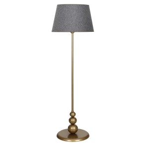 Lima Eskitme Kaplama Düz Metal Ayaklı Lambader - Hasır Gri