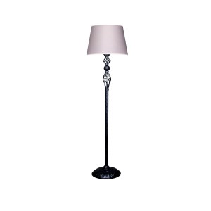 Siyah Kaplama Helezon Paslanmaz Metal Modern Lambader - Gri Kırçıl