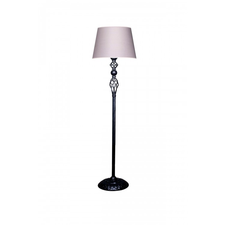 Siyah Kaplama Helezon Paslanmaz Metal Modern Lambader - Gri Kırçıl
