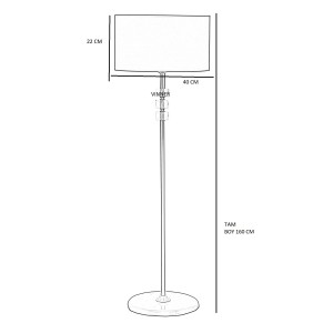Lille Eskitme Üçlü Kare Kristal Detaylı Metal Lambader - Flowers Desenli