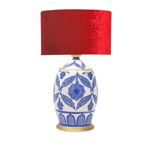 Handmade Ceramic Botanical Özel Tasarım Abajur Kırmızı Kadife Handmade Ceramic Botanical Özel Tasarım Abajur Kırmızı Kadife