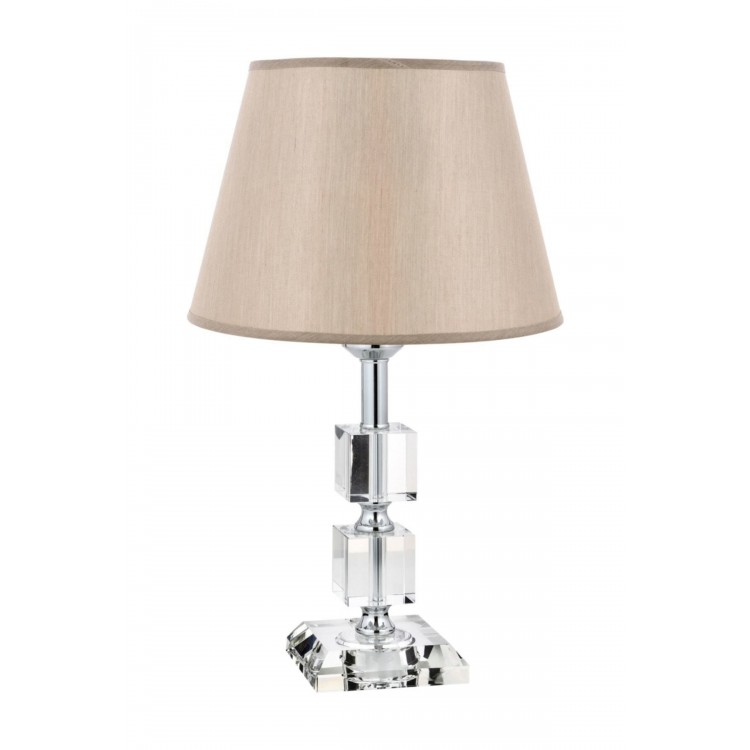 Krom Kaplama Kare Kristal Detaylı Modern Abajur, Modern Gece Lambası Mataro Vizon Başlık