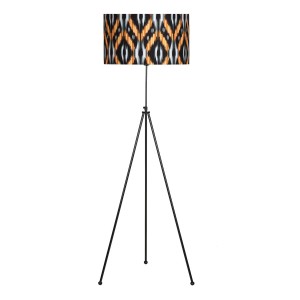 Noa Siyah Kaplama Tripod Boyu Ayarlanabilir Metal Lambader Etnic Desenli