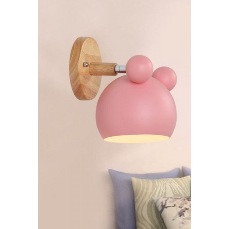 Pollys Pembe Genç Odası Ahşap Detaylı Aplik