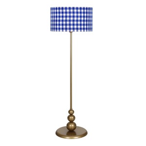 Lima Eskitme Kaplama Düz Metal Ayaklı Lambader - Mavi Beyaz Ekose