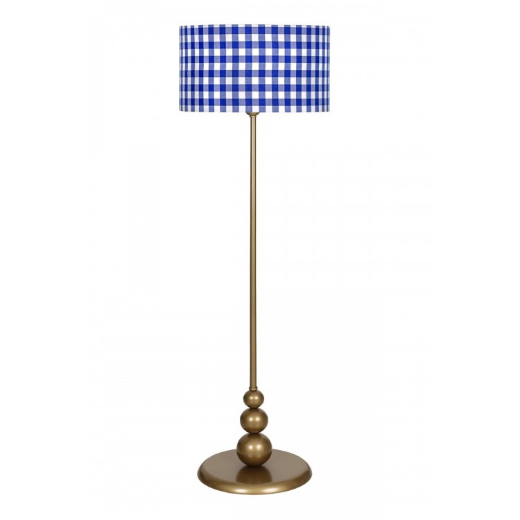 Lima Eskitme Kaplama Düz Metal Ayaklı Lambader - Mavi Beyaz Ekose
