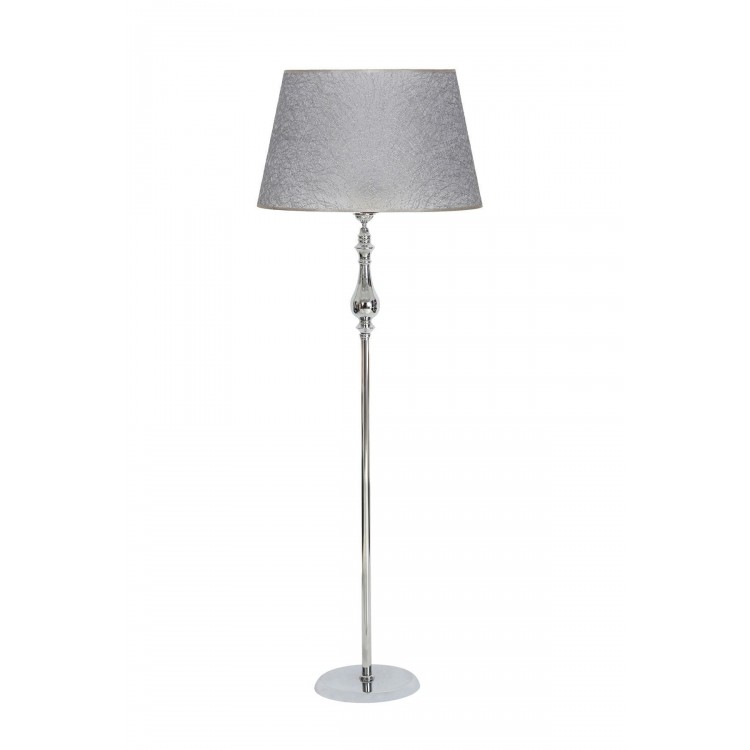 Krom Kaplama Solid Düz Tek Ayak Metal Lambader Konik Gri Kırçıl Başlık