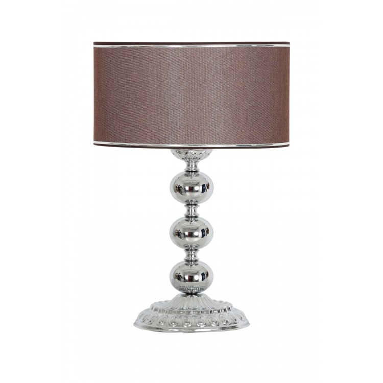 Krom Kaplama Trois Üçlü Küre Desenli Metal Abajur  Krom Şeritli Koyu Kahverengi