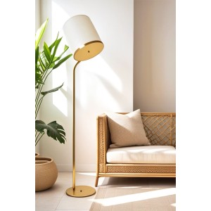 Aurea Lüks Metal Lambader – Gold Gövde, Bombeli Başlık, Modern Salon Aydınlatması