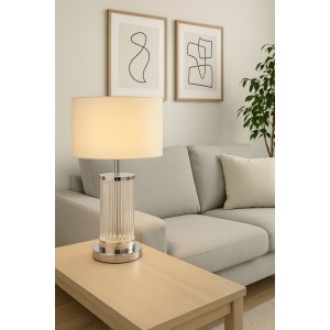 Elora Krom Cam Gövdeli Modern Masa Lambası